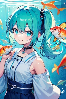 Vtuber天然桃水＆金魚(Vtuber Momo and Gold-fish)