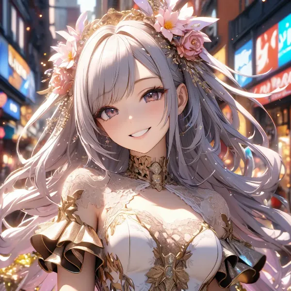 花冠を戴く銀髪の美少女