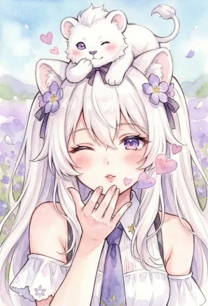 ホワイトライオンちゃんの投げキッス