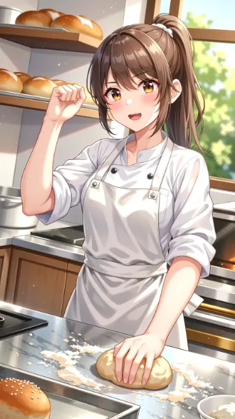 パン生地を捏ねるパン職人