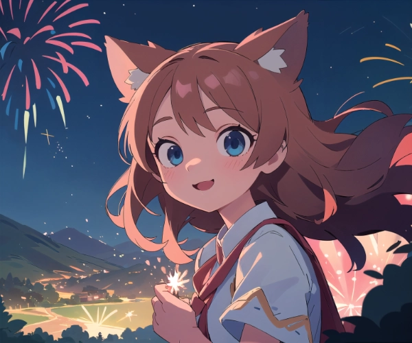 斎藤さんとコン子・花火