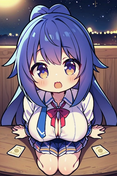 満月の夜の可愛い女の子