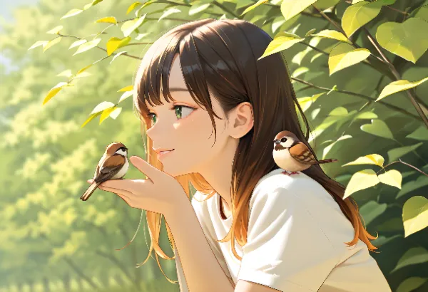 森の秘密を囁く小鳥たち