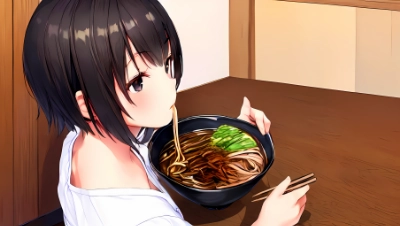 蕎麦を食べてるだけなのになんかエロい女子