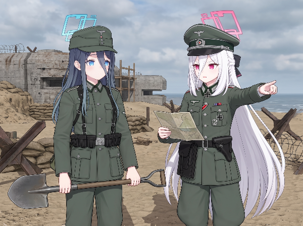 ソード・ビーチを要塞化するアリス＆ケイ