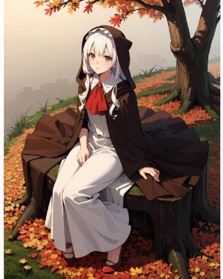 紅葉と女の子