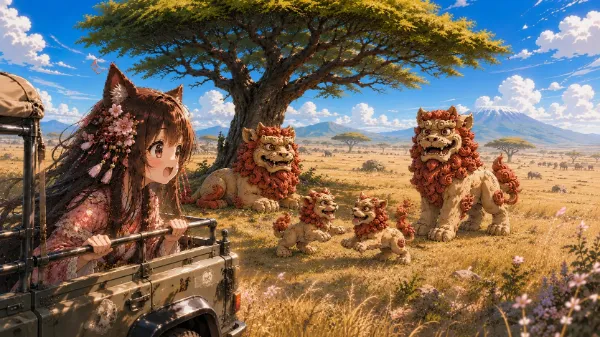サバンナに住むシーサー一家