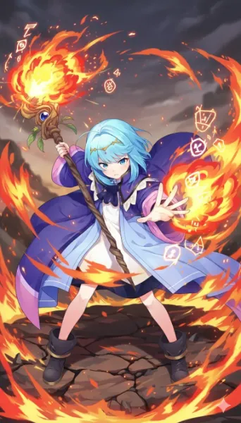 「おさわり勇者さま」より炎の魔法を使うメーティス