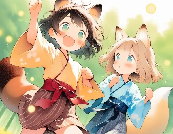 コン子とポン子・蛍狩り