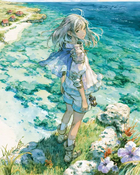 珊瑚の海を見守る