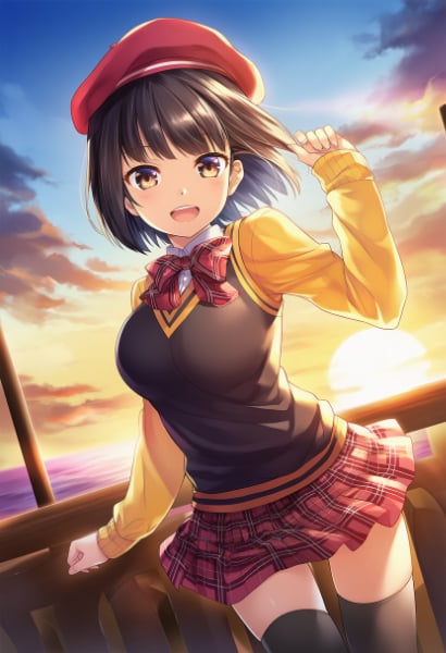 港町を旅する少女