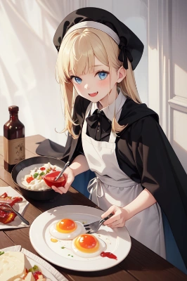 遅起きの朝食