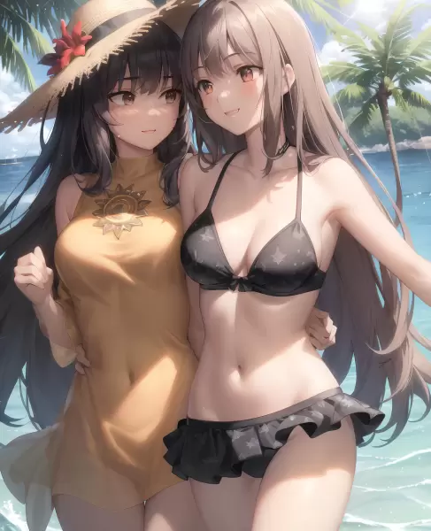 盛夏の海岸でデート