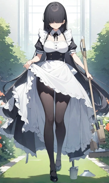 メイド服で庭を掃除してくれる八尺様
