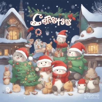 うさぎ　ファミリー　クリスマス　かわいい