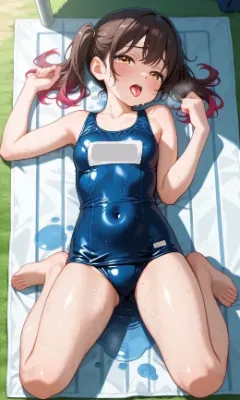 舌とスク水・寝っ転がり