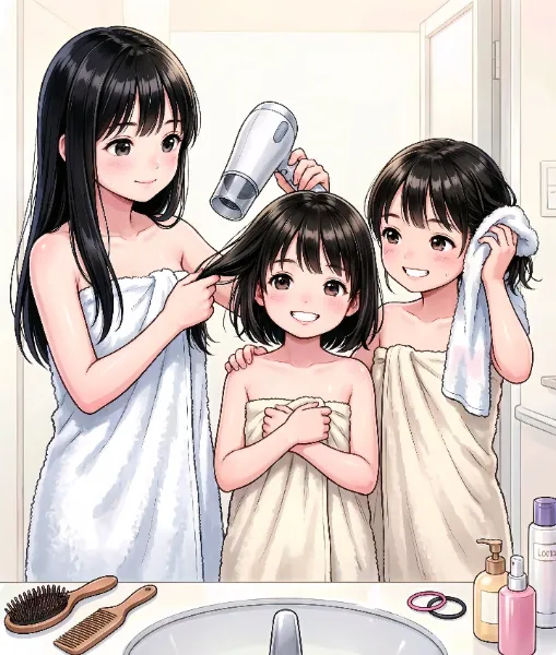 お風呂上がりの三姉妹（連作18/20）