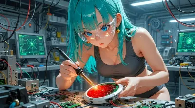 ドラゴンレーダーを修理するブルマ