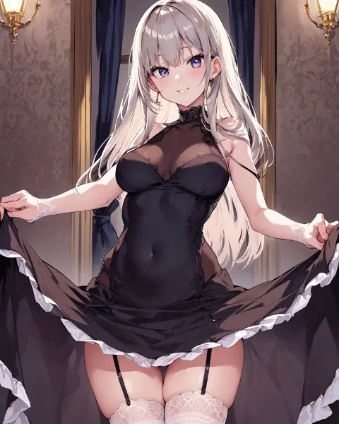 たくし上げと銀髪と