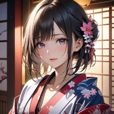 光に包まれる着物の少女