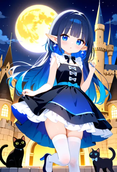 月城の静けさが、黒猫のまなざしに映る