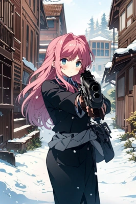 銃を構えて