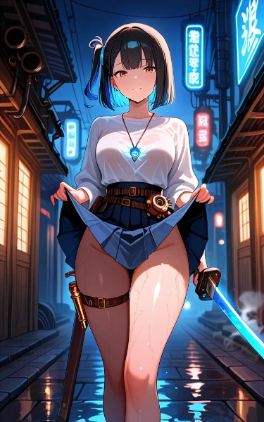 ネオン街の剣士少女