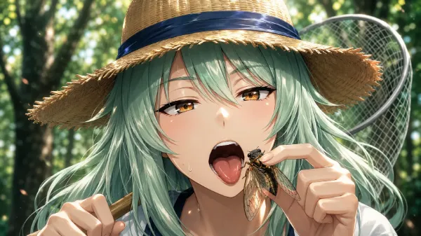 セミを食べる獣人ヤニ子