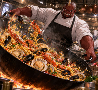 黒鬼店長の豪華海鮮パスタ