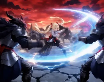 紅蓮の空に輝く光剣の戦士