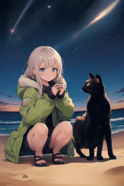 砂浜の魔女と黒猫の願い