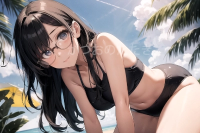 黒髪ロング眼鏡