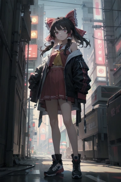 サイバーパンクっぽい霊夢さん