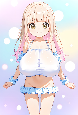 白水着な爆乳少女