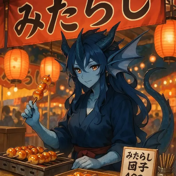 みたらし団子屋台の店番を引き受けたレヴィたそことレヴィアタン