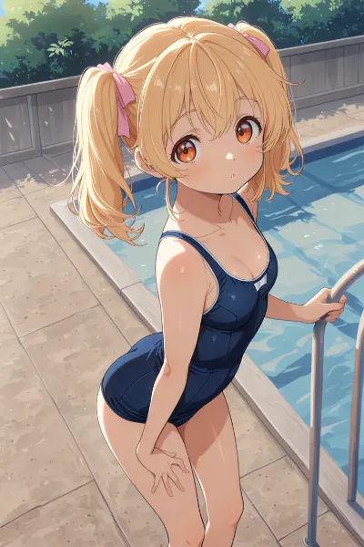 プールサイドの少女