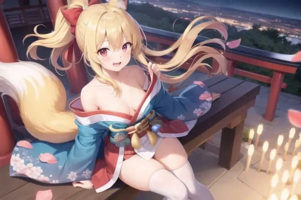 夜の金髪きつね娘