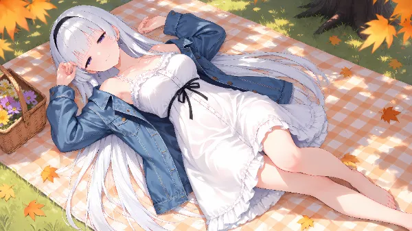 紅葉の下でひと休み