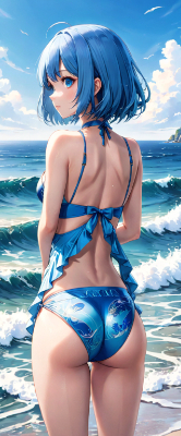 青髪さんの後ろ姿