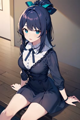 座る