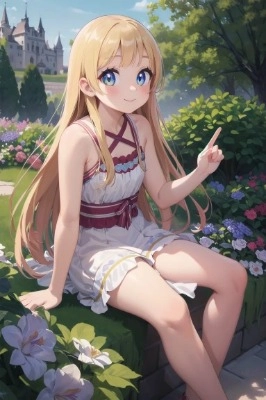 庭園に佇む金色の髪の少女
