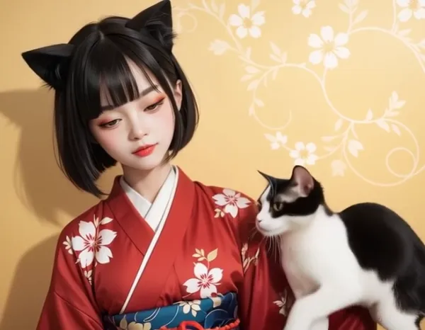 動画・猫と和服