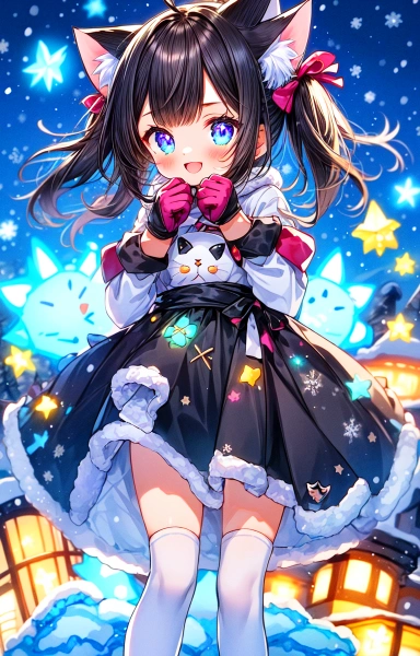 【R15】猫耳な黒髪ツインテール少女と冬★(18枚)