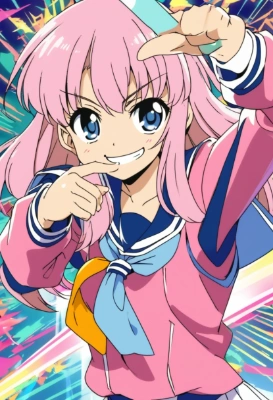 アニメ塗りセーラー服少女