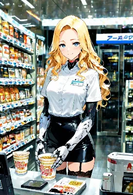 義体アームの店員さん、今日も微笑む