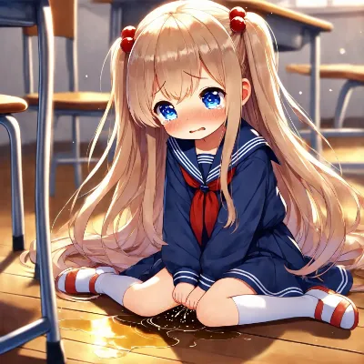 セーラー服少女がおもらし