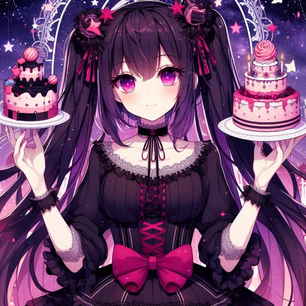 黒髪ツインテールで、黒ゴスロリな少女と、ケーキ★その1(22枚)