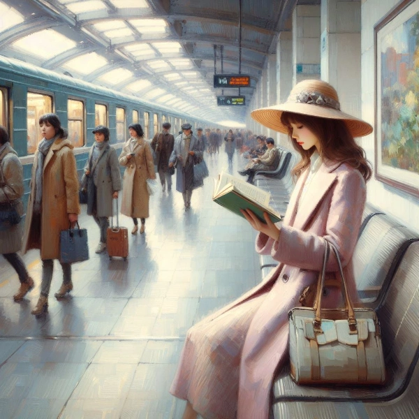 地下鉄のホームにて