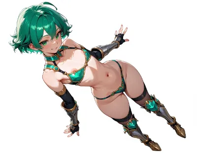 緑髪ビキニアーマー