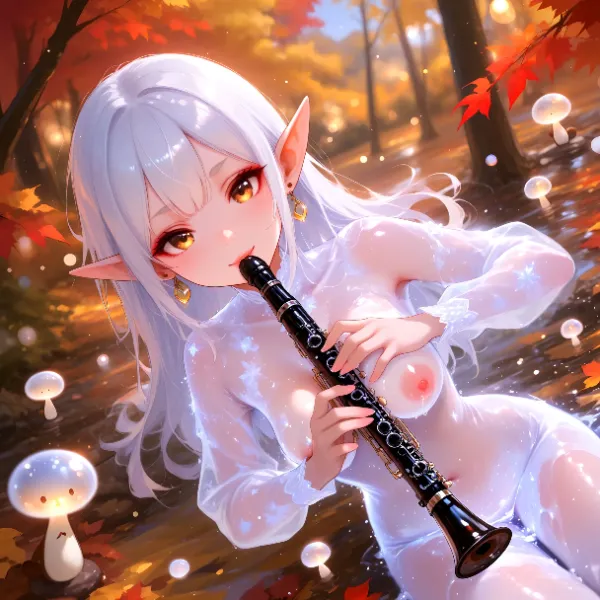 秋の森のエルフ奏者